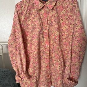 Pink Floral Button-Up Shirt - Women’s